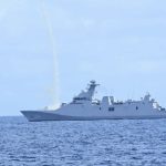 Indonesian Navy Frigate KRI Raden Eddy Martadinata Fires VL MICA Missile